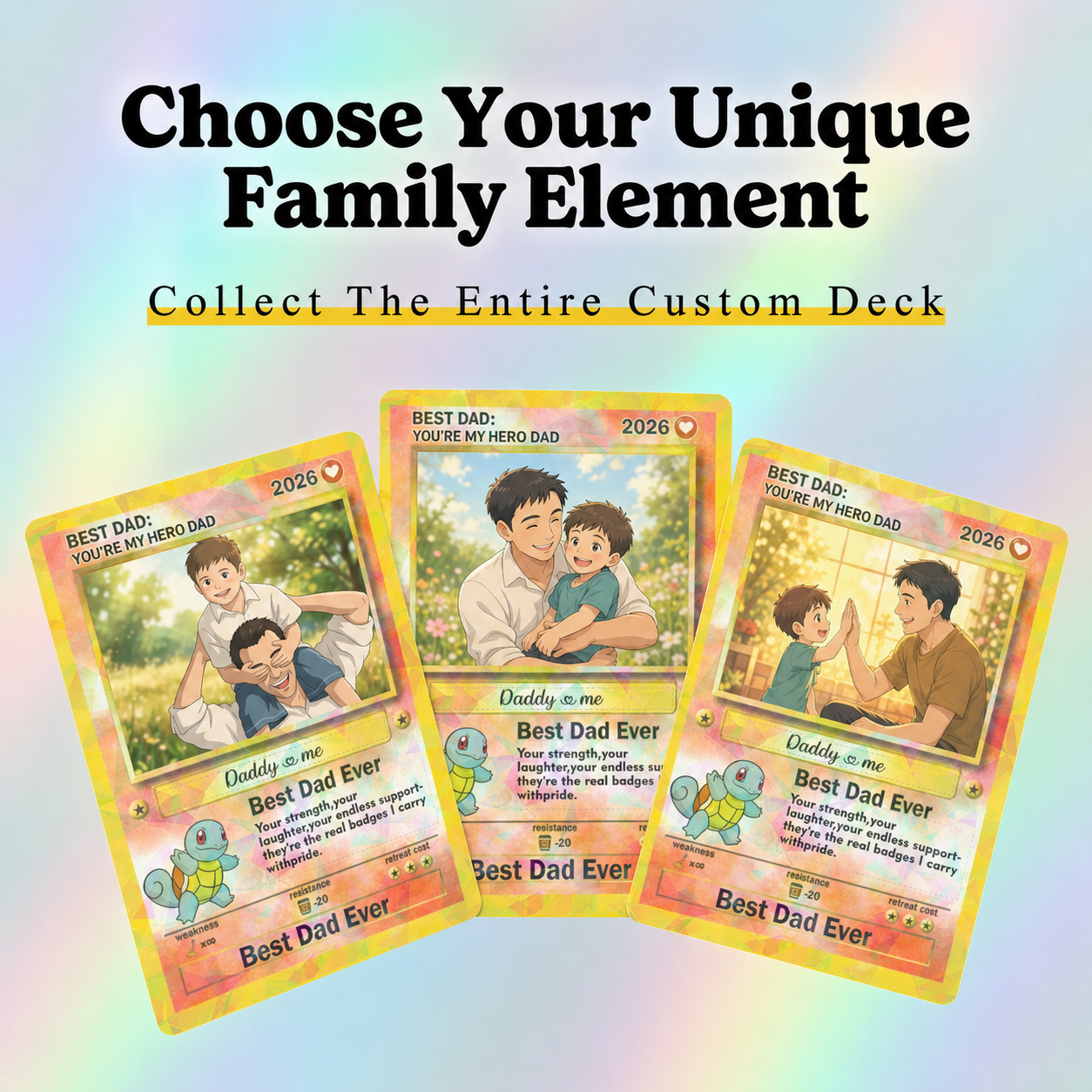 Personalized 2026 Trading Card Plaque with Photo & Names – Best Dad Ever Custom Collectible Gift for Dad Grandpa or Husband