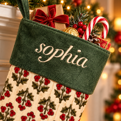 Personalized Christmas Stocking – Custom Name Embroidery, Festive Holiday Decor & Christmas Gift for Kids and Families