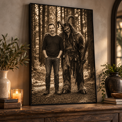 Personalized Horror Poster, Custom Photo Vintage Fantasy Wall Art, Spooky Halloween Gift for Couples and Families