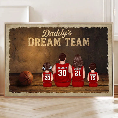 Daddy's Basketball Dream Team - Personalized Poster - Father's Day Gift for Dad, Husband - Without Frame