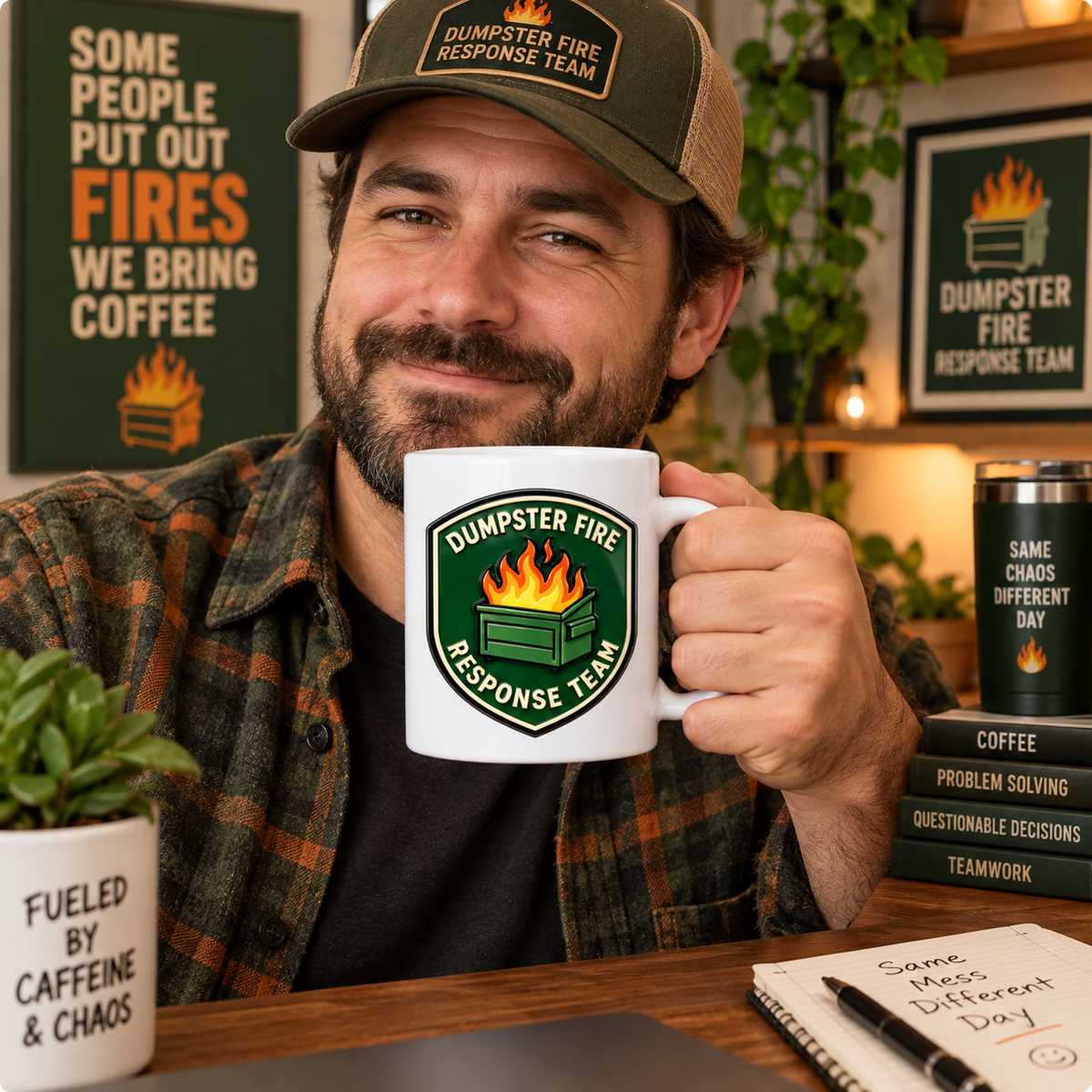 Dumpster Fire Crew Custom Crossword Name Art, Funny Gift For Coworkers - Personalized Mug