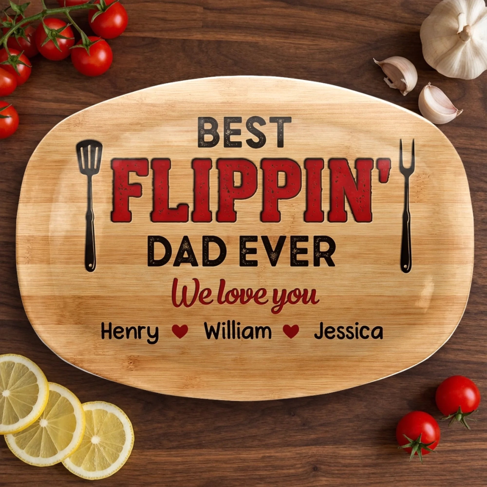 Custom Platter - Personalized Father's Day Birthday Gifts For Dad, Grandpa - Smoke Meat Enjoy Lifeustom Platter - Personalized Father's Day Birthday Gifts For Dad, Grandpa - Dad Serves Love Daily