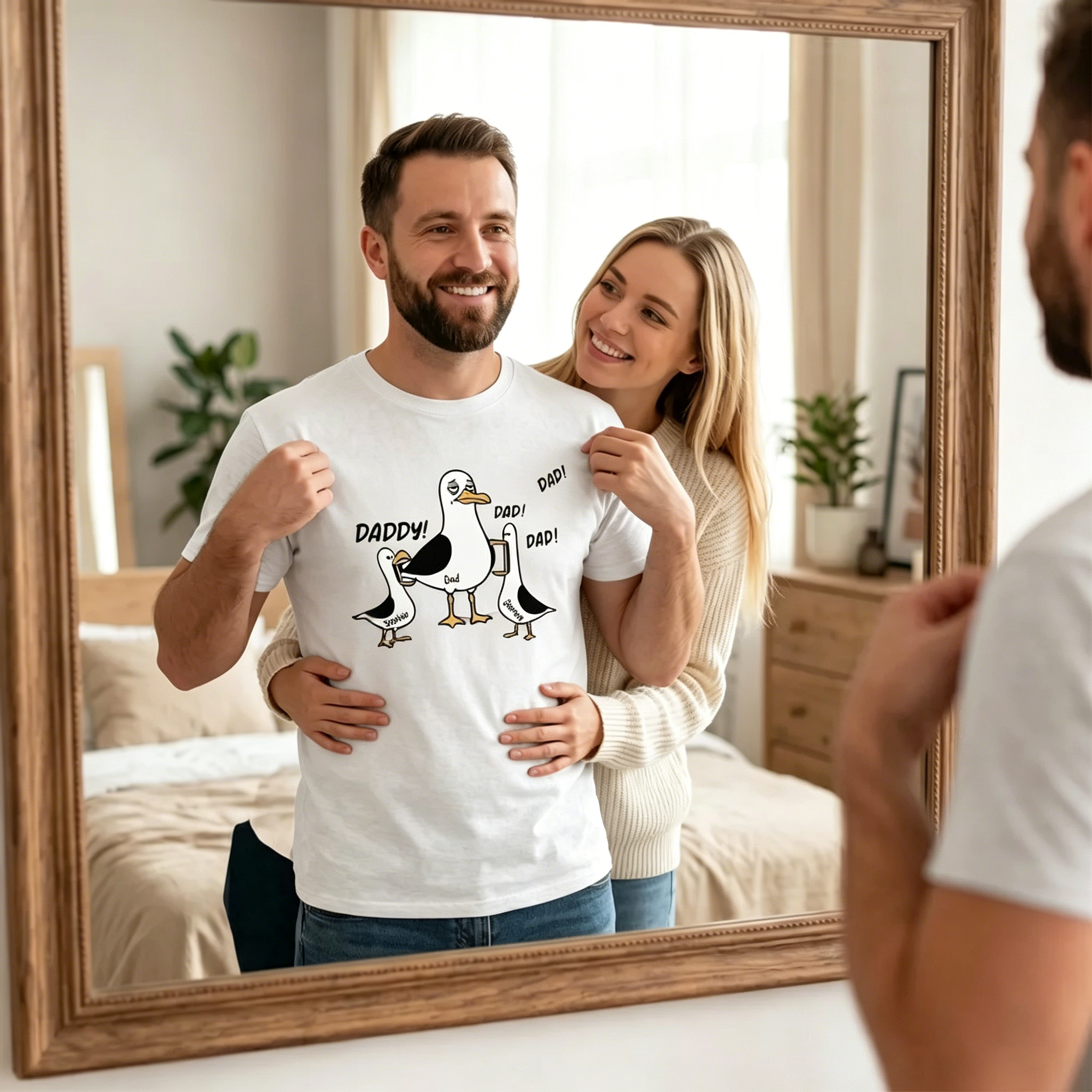 Seagull Dad! Dad! Dad! Tired Seagull & Kids Custom Name - Personalized Shirt - Funny Father's Day Gift For Dad, Husband