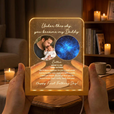 Father's Day Gifts, Under This Sky You Became My Daddy Custom Star Map - 1st Father's Day For New Dad, Husband, Son - Personalized Night Light
