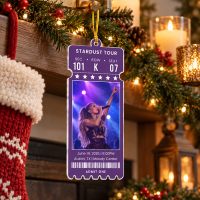 Custom Photo Concert Ticket Keepsake, Music Fan Memory Gift - Personalized Ornament