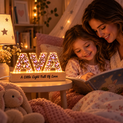 Personalized Name LED Night Light, Custom Acrylic Letter Lamp with Wooden Base, Kids Nursery Room Decor, Custom Keepsake Gift for Boys Girls