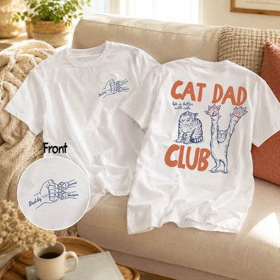 Cat Dad Club Trending Orange Blue Theme - Personalized Shirt - Father's Day Gift For Cat Dad