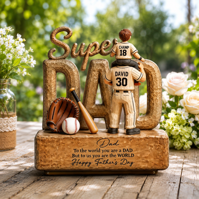 Personalized Father's Day Gift For Dad Baseball Dad Wooden Plaque with Custom Names – Best Gift From Kids