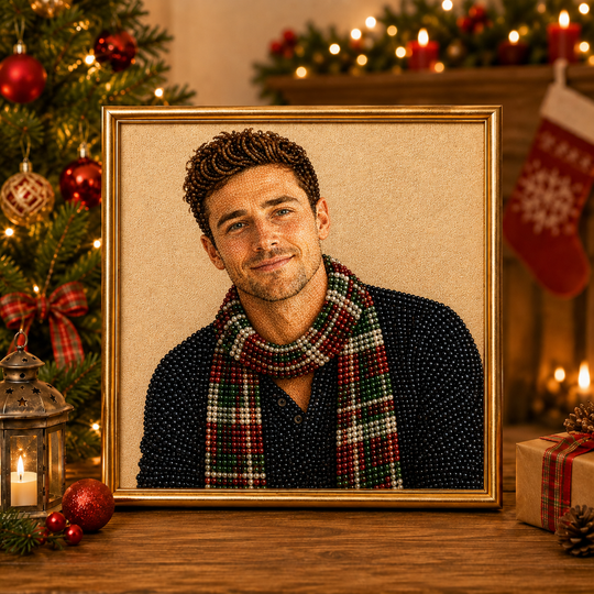 Custom Portrait 3D Pearl Art DIY Kit – Personalized Photo Christmas Pearl Bead Canvas for Holiday Decor & Family Gifts