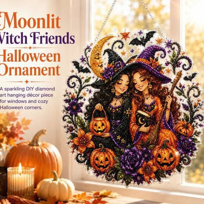 Halloween Wreath Diamond Painting DIY Kit, Acrylic Hanging Ornament for Window Home Decor