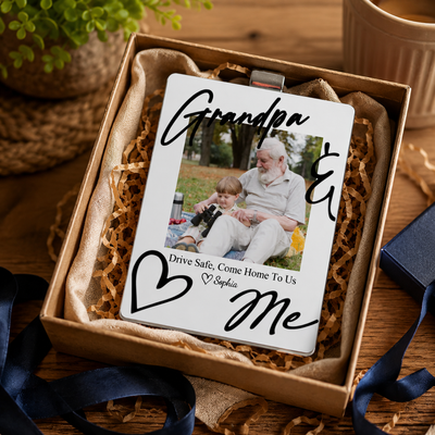 Drive Safe I Love You Father's Day Gift For Husband, Dad, Grandpa - Personalized Acrylic Photo Visor Clip