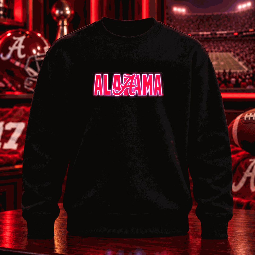 NCAA American Football LED Glow Sweatshirt – College Team Logo Design, Game Day Gift for Football Fans