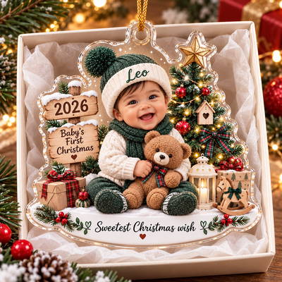 Personalized Baby First Christmas Keepsake Ornament, Custom Name Acrylic Decoration, Newborn Holiday Gift