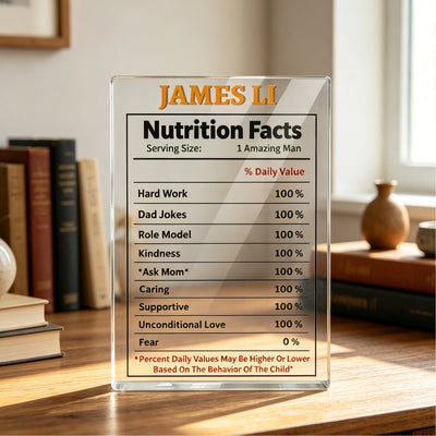 Custom Dad Nutrition Facts Block Plaque - Personalized Father's Day Gift For Dad, Husband