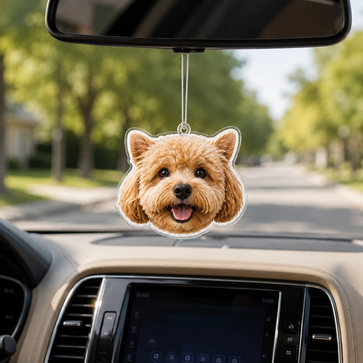 Personalized Father's Day Acrylic Car Hanger with Photo – Custom Double-Sided Die-Cut Car Mirror Ornament for Dad
