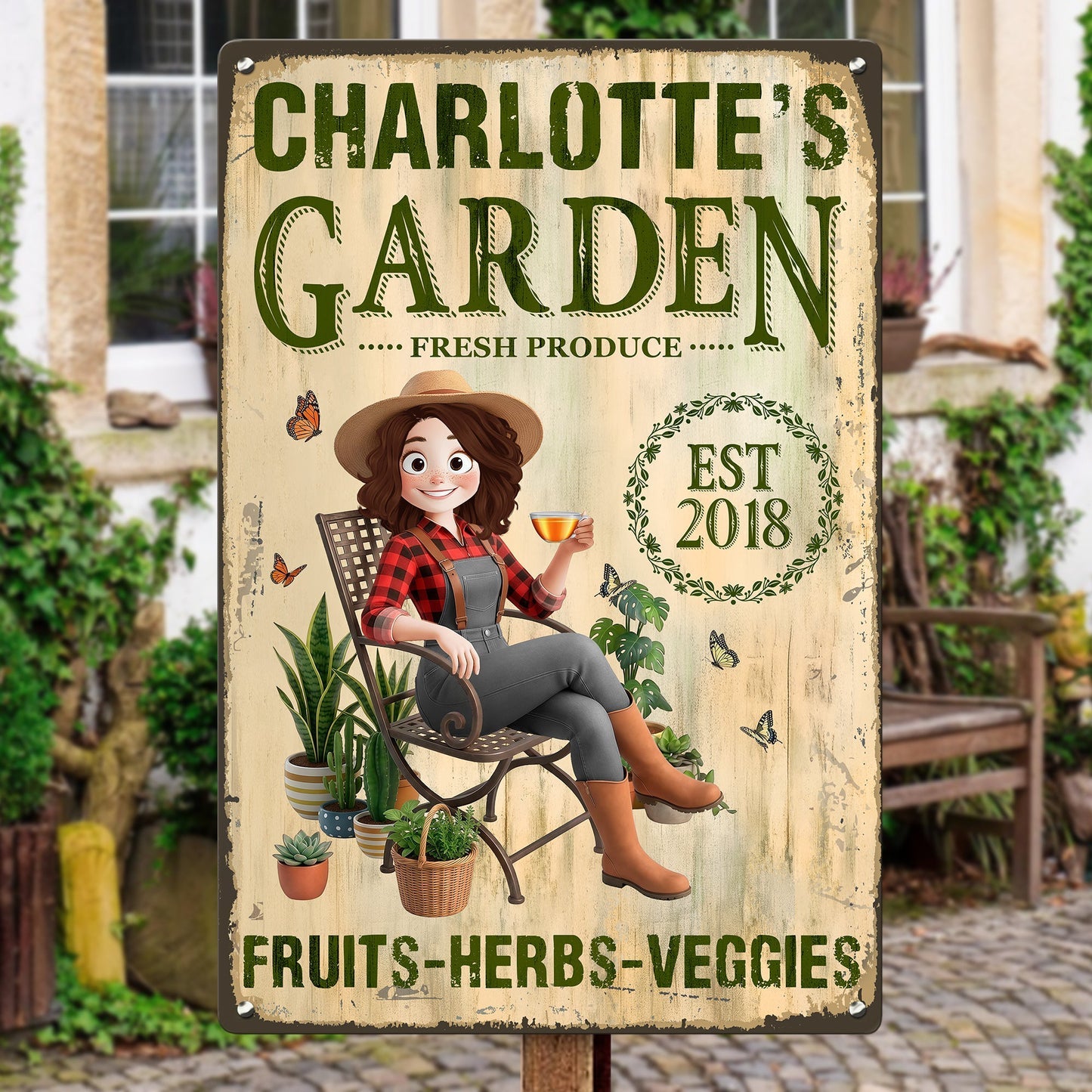Garden Herbs And Veggie Best Decor Sign - Personalized Metal Sign