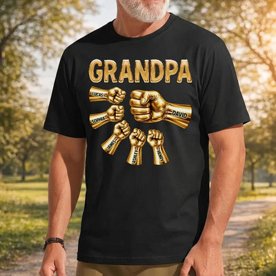 Grandpa Dad Strong Fist Bump - Personalized Shirt - Father's Day Gift For Grandpa
