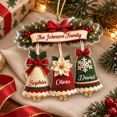 Custom Family Name Christmas Bell - Personalized Acrylic Ornament - Thoughtful Christmas Gift for Mom, Daughter, Son
