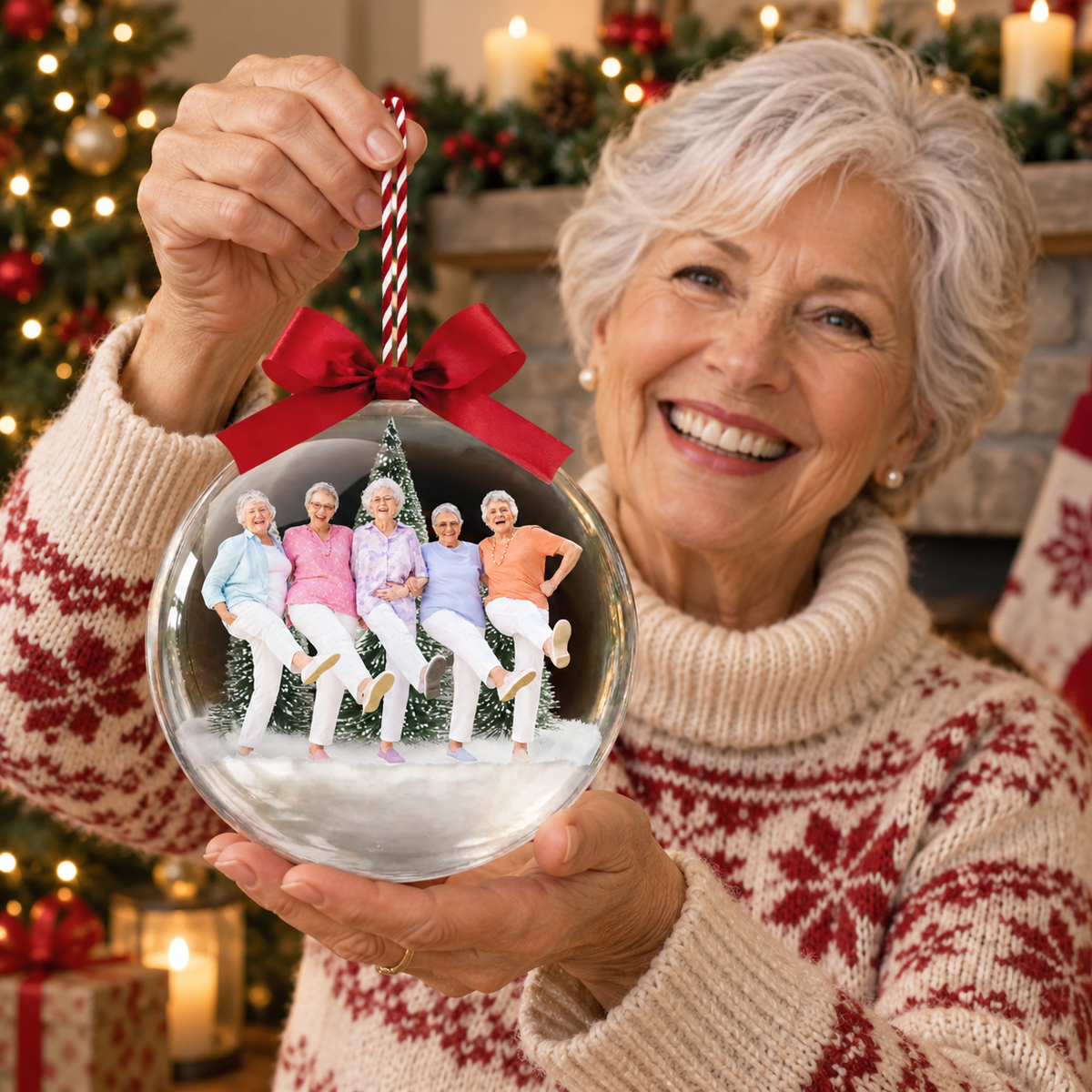 Personalized Christmas Snow Globe Photo Ornament, Custom Best Friends & Senior Sisters Keepsake Hanging Decor, Unique Holiday Gift for Friends, Besties