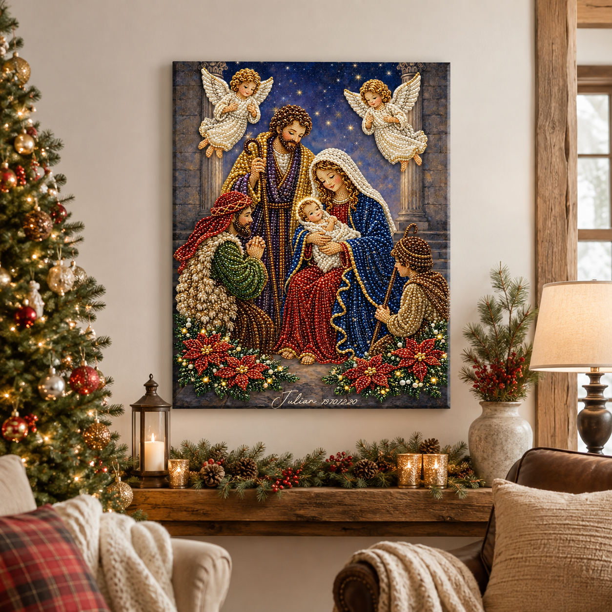 3D Pearl Art DIY Kit – Personalized Religious Canvas Wall Decor for Christian Home Decor & Gifts for Family and Believers