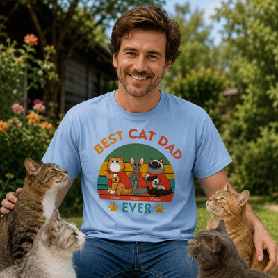 Best Cat Dad Ever - Personalized Shirt - Custom Father's Day Gift For Cat Lover, Cat Dad