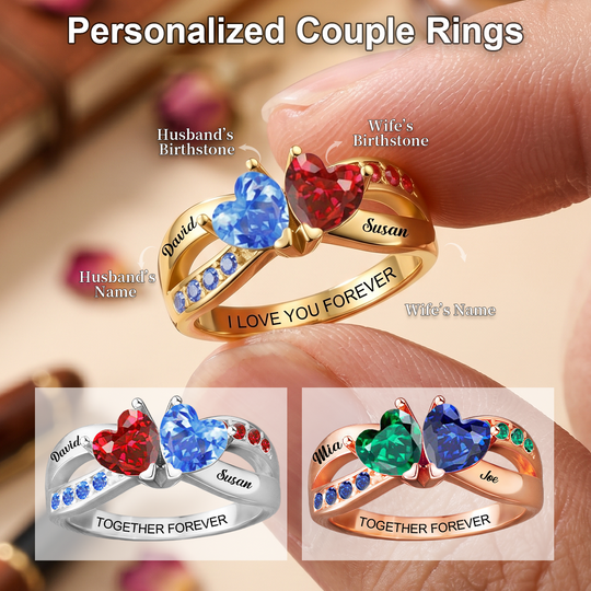 I Love You Forever - Personalized Heart Birthstone Promise Ring