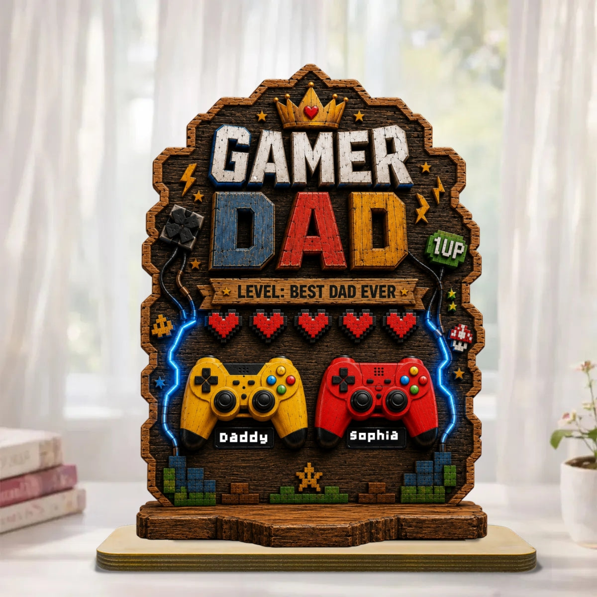 Personalized Gamer Dad Plaque – Custom Father’s Day Gaming Gift for Dad & Kids