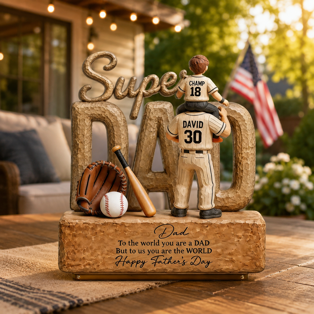 Personalized Father's Day Gift For Dad Baseball Dad Wooden Plaque with Custom Names – Best Gift From Kids
