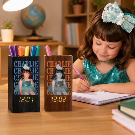 Last Crawl Before We Walk - Personalized Photo Pen Holder With Clock Gifts For Son, Daughter