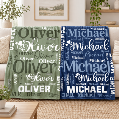 Personalized Name Blanket, Custom Multi Font Name Blanket, Cozy Soft Flannel Blanket, Custom Keepsake Gift for Toddler Kids & Adults