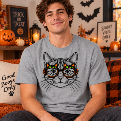 Custom Pet Portrait Halloween Shirt, Upload Your Pet Photo, Pet Style Glasses Graphic T-Shirt, Sweatshirt & Hoodie, Halloween Gift for Pet Lovers