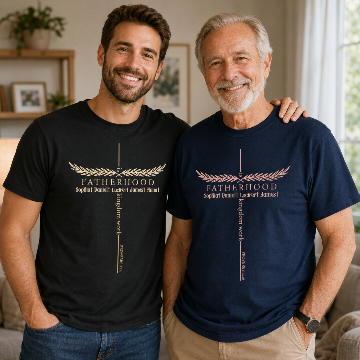 Fatherhood Is Kingdom Work Personalized Cross Shirt - Father's Day Gift for Dad, Husband