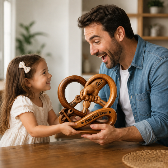 Personalised Best Dad Ever Fist Bump Wooden Plaque With Flat Stand for Dad/Grandad