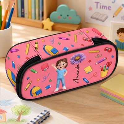 Custom Kids Pencil Canvas Case - Personalized Back To School Gifts For Kids - Color My Day
