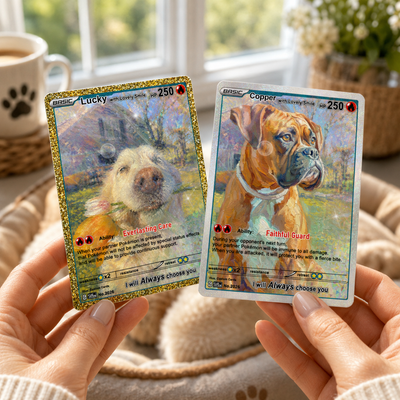 Custom Pokemon Card | Personalized Oil Painting Pet Portrait Trading Card Keepsake