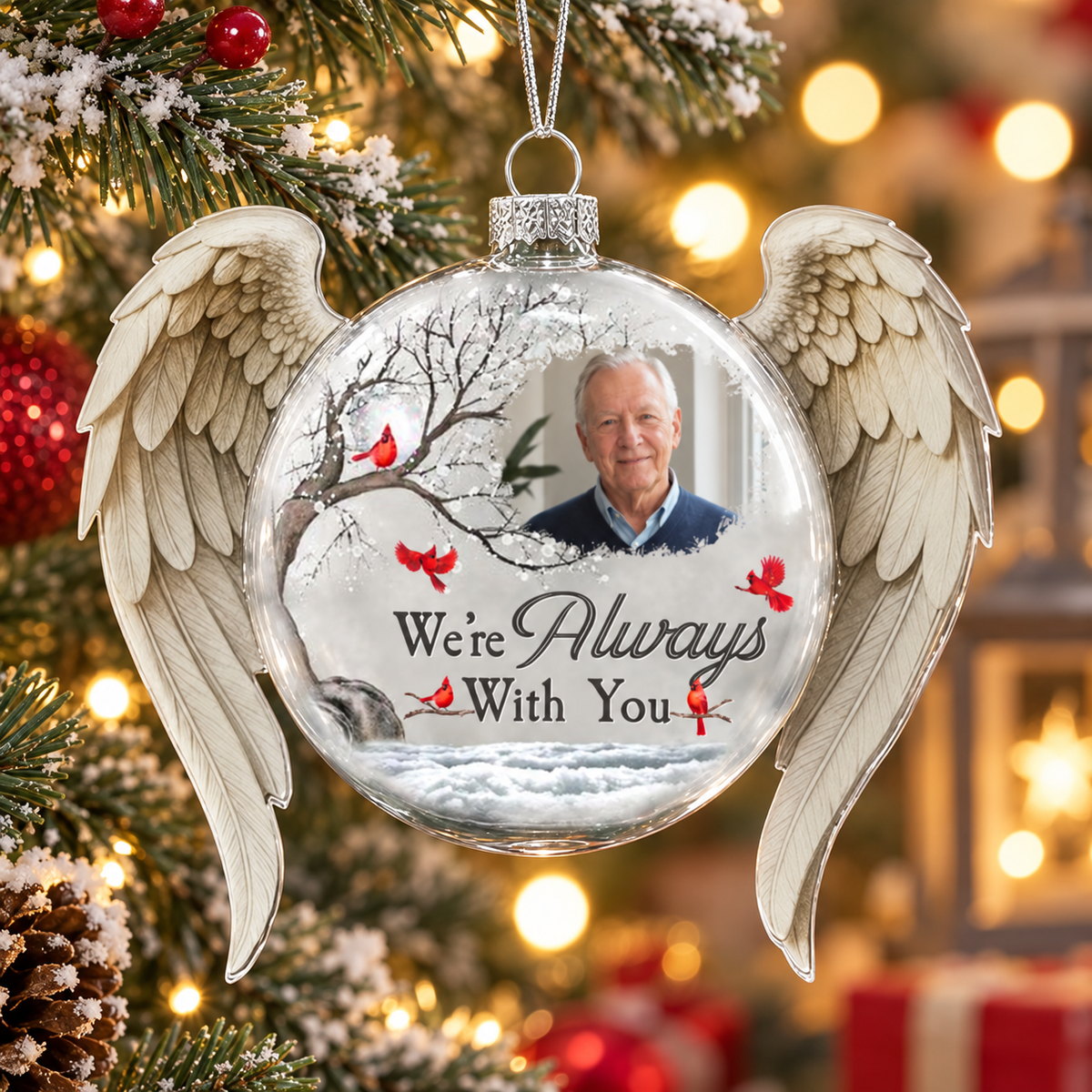 Christmas Ornament I'm Always With You - Personalized Memorial Glass Photo Ornament