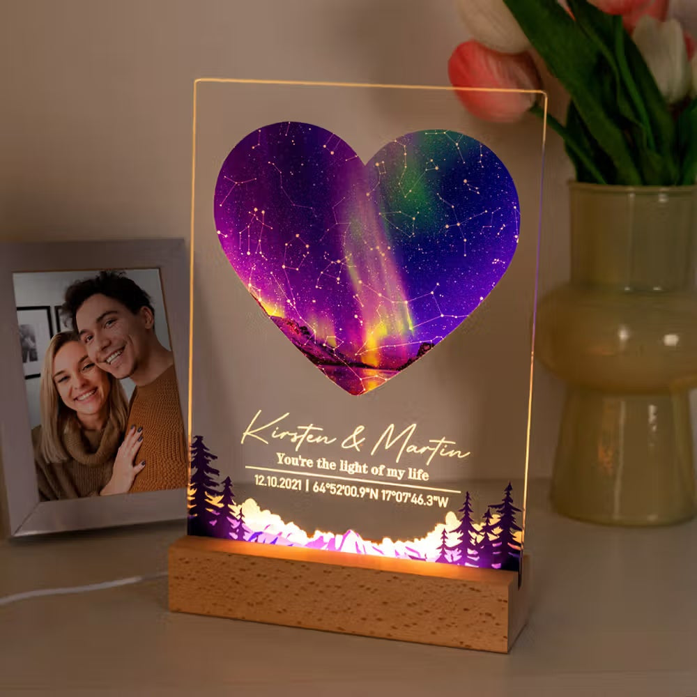 The Night Our Story Began - Personalized Date Text - LED Night Light - Valentine's Day Gift for Couple
