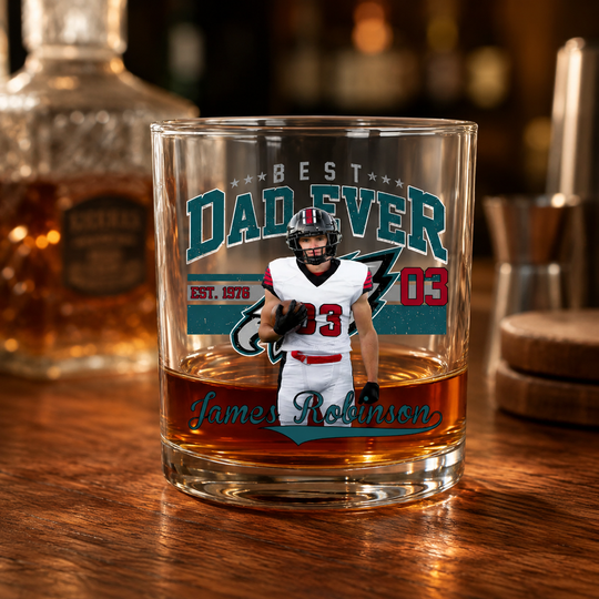 Best Dad Ever Printed Effect - Personalized Whiskey Glass - Funny Gift For Dad