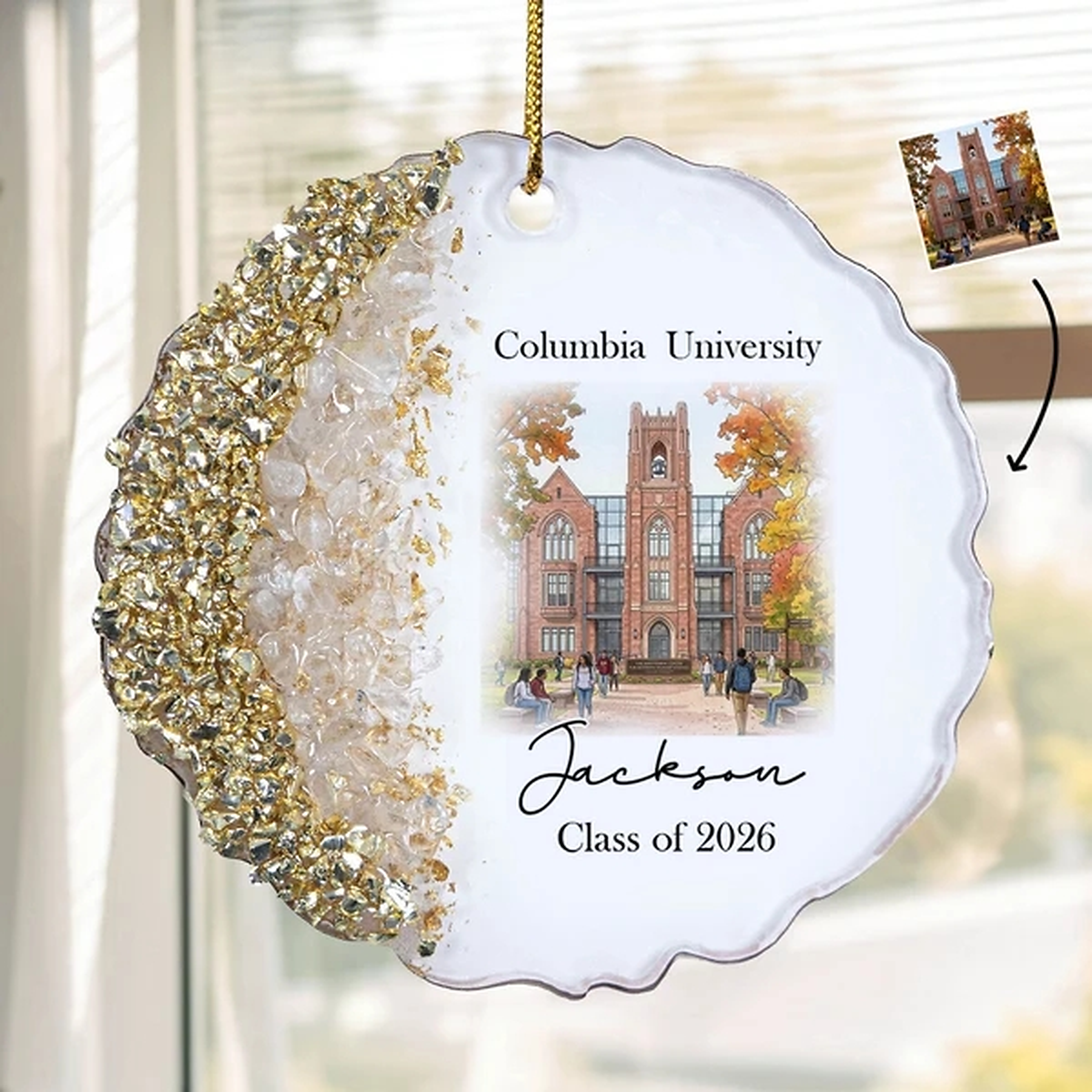 Custom College Photo Keepsake Graduation Gift - Personalized Resin Ornament