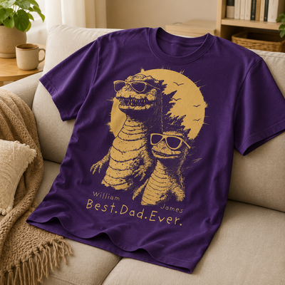 Personalized Best Dad Ever T-Shirt Father Day Gifts for Dad Funny Papa Cool Daddy Dinosaur Tee