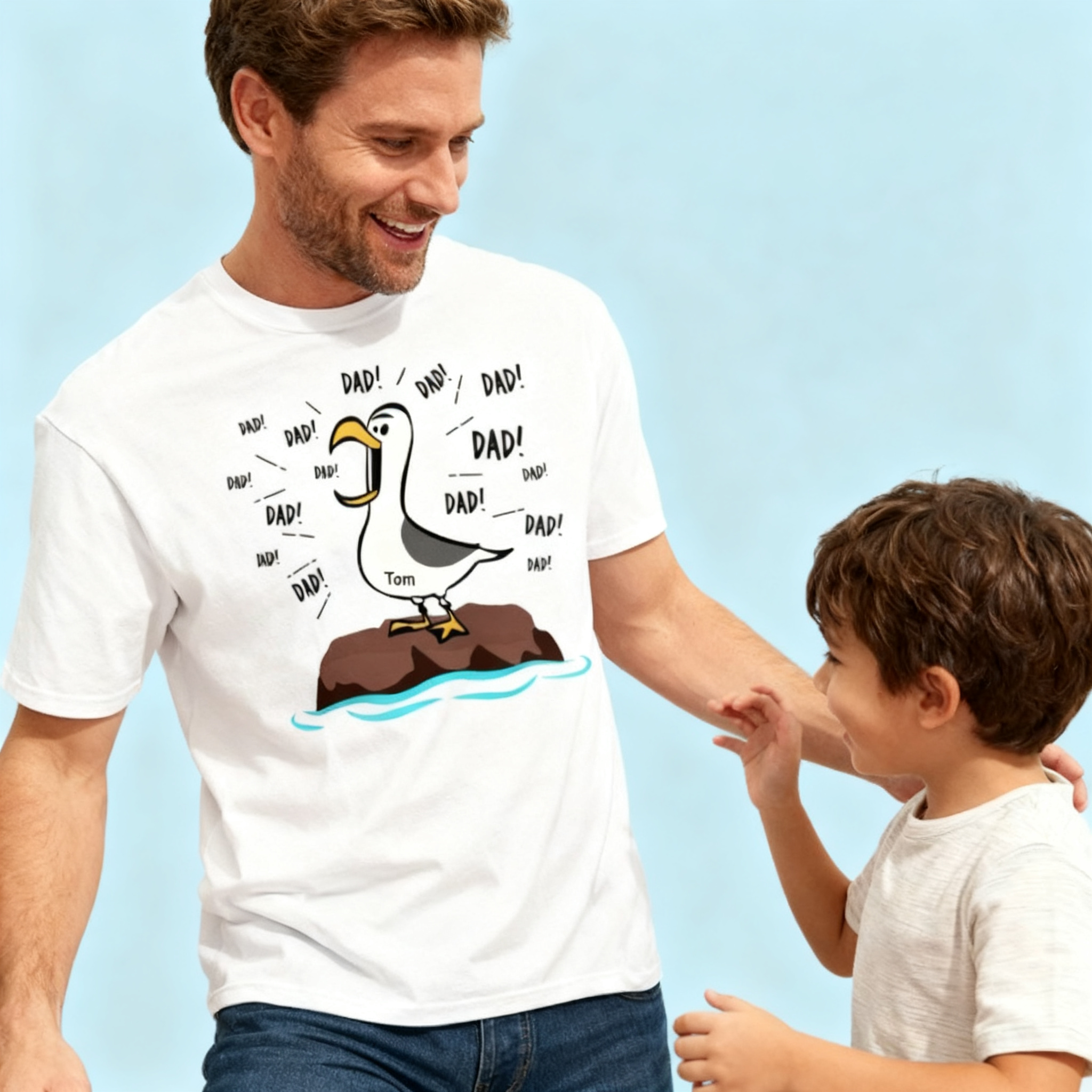 Screaming Seagull Dad Custom Name Shirt – Funny Father’s Day Gift for Dad, Husband