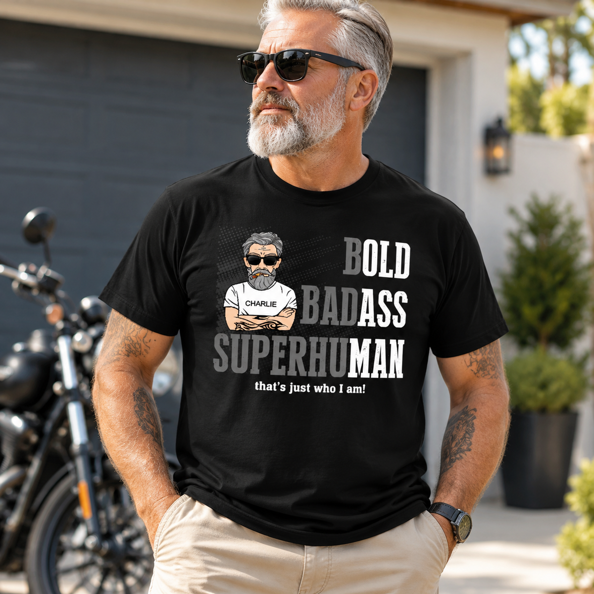 Bold Badass Superhuman Old Man - Personalized Shirt - Funny Father's Day Gift For Husband, Dad, Grandpa
