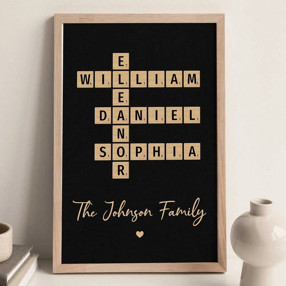 Family Crossword Art - Created In A Moment, Treasured Forever - Personalized Poster