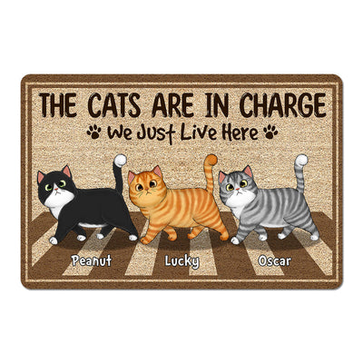 The Cats Are In Charge Walking Cross Personalized Doormat