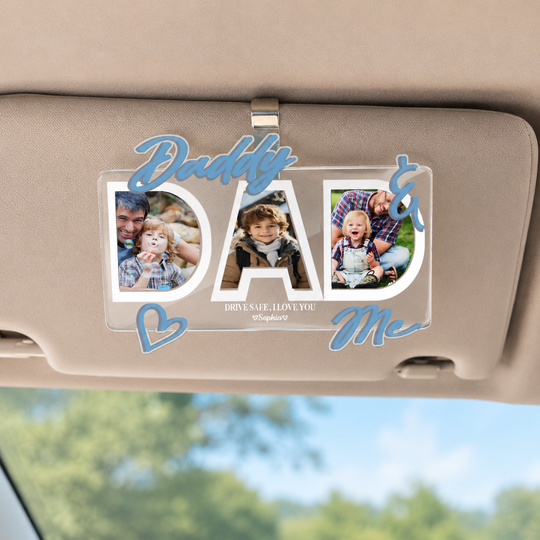 Drive Safe, Daddy I Love You - Personalized Photo Car Visor Clip Gifts For Dad, Grandpa, Husband