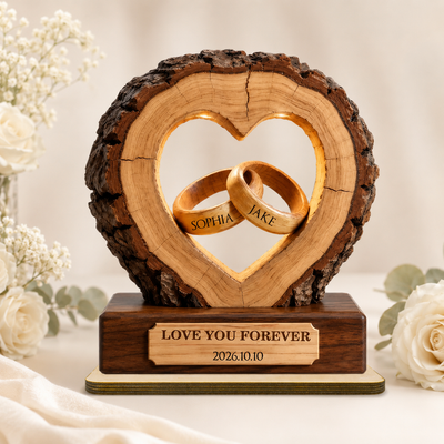 Together Forever Couple Anniversary - Personalized 2-Layered Wooden Plaque - Heartfelt Gift for Her, for Him