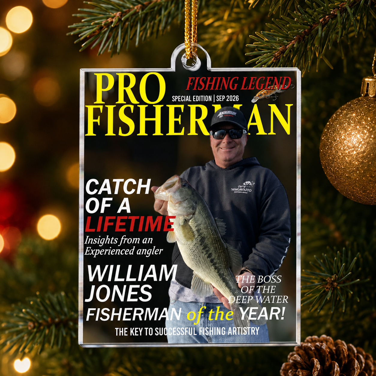 Fisherman Of The Year! - Personalized Acrylic Photo Ornament