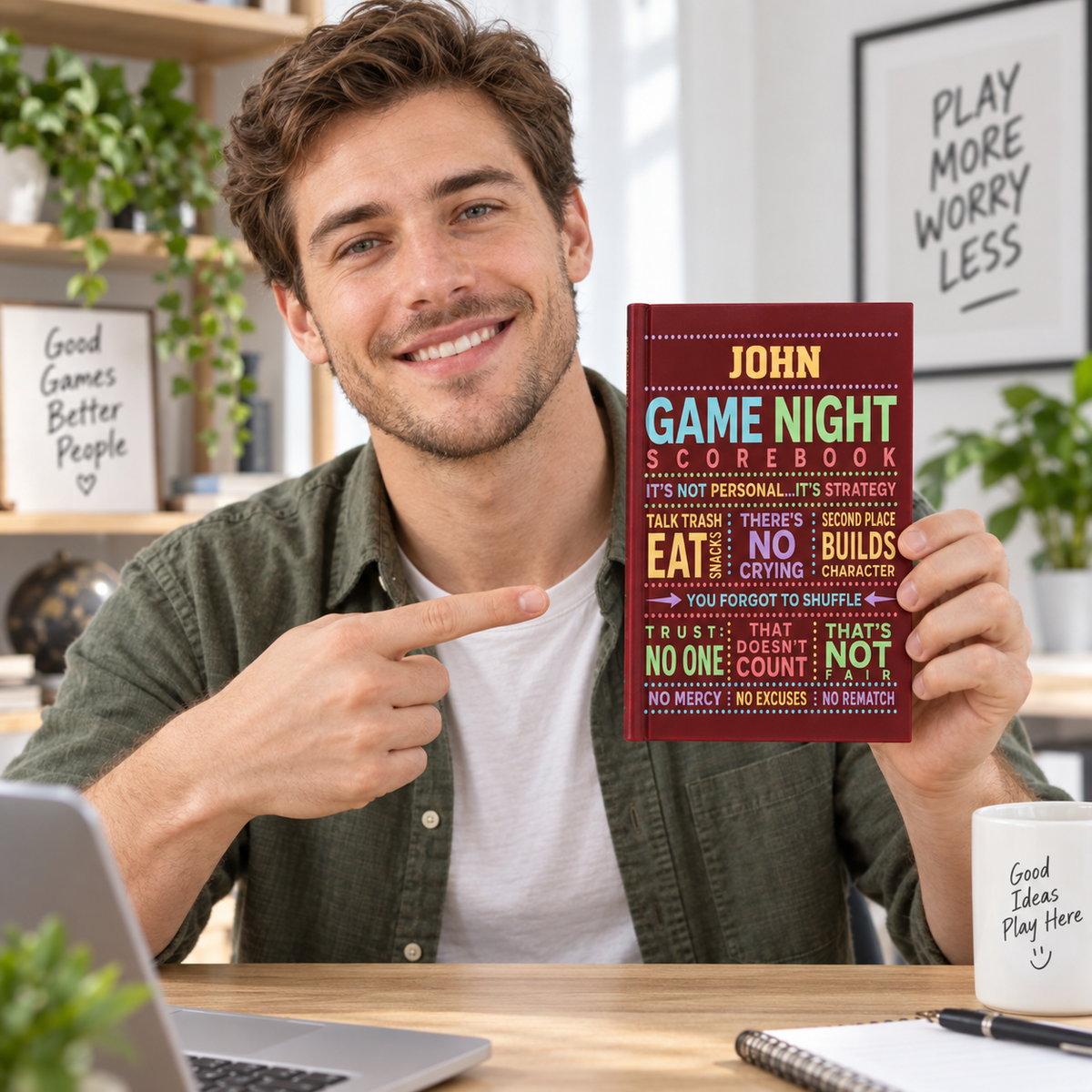 Game Night Scorebook Family, Grandparents & Kids, Couples, Siblings - Personalized Journal