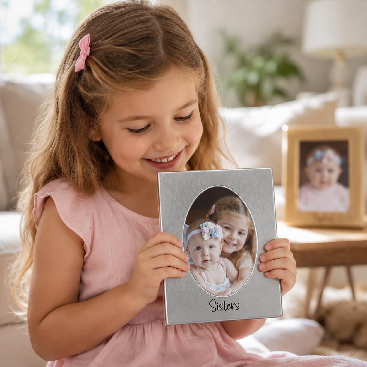 Personalized Engraved Name Hollow Aluminum Photo Stand Frame, Ins‑Style 3‑Inch Holder for Instax Mini & ID Photo, Tabletop Decor Gift For Family Kids