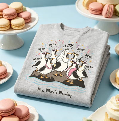 Funny Seagulls Said Yes - Personalized Shirt - Wedding Vibes Name Shirt
